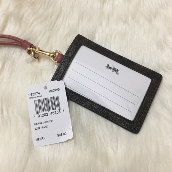 Authentic Coach ID Case Lanyard Brown Rouge - Picture 3 of 3